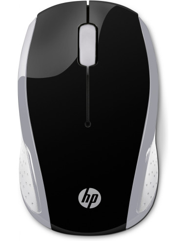 HP Wireless Mouse 200 Í???ptico 1000 DPI 2.4 GHz Ambidextro Negro, Plata