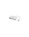 StarTech.com Concentrador USB 3.0 de 3 Puertos con USB-C y Ethernet Gigabit - Hub Ladrón de USB Convencional - Blanco