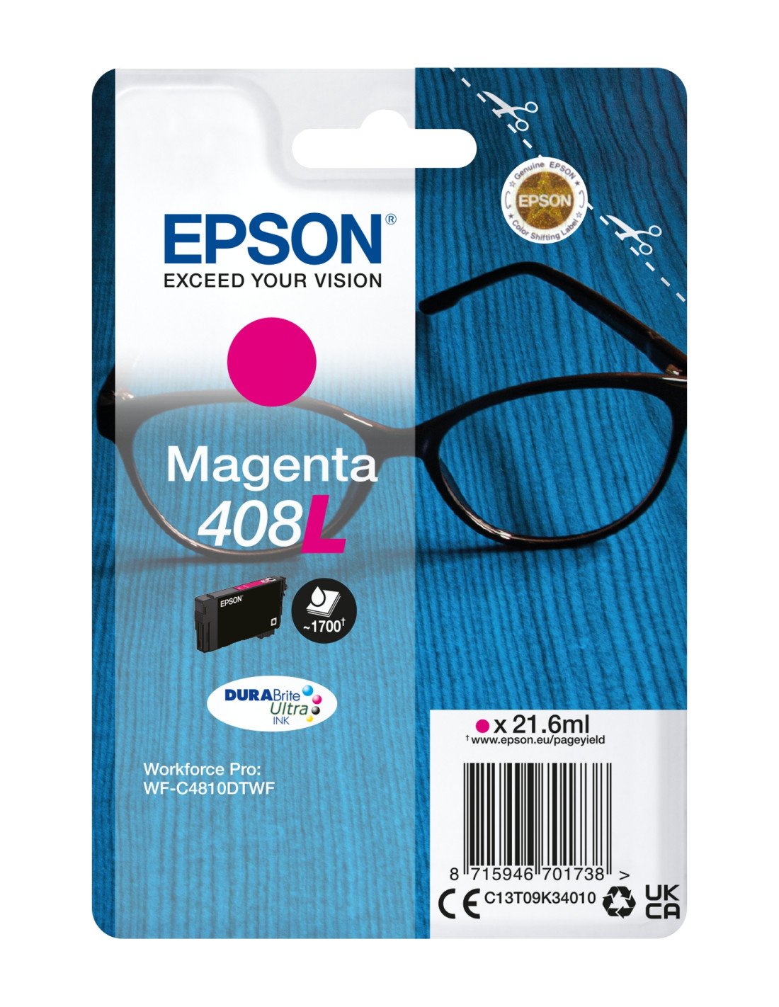 Epson Singlepack Magenta 408L DURABrite Ultra Ink