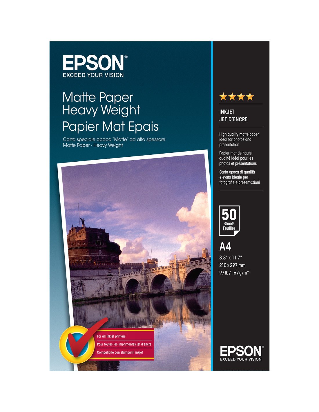 Papel Epson Matte Paper Heavy Weight - A4 - 50 hojas C13S041256