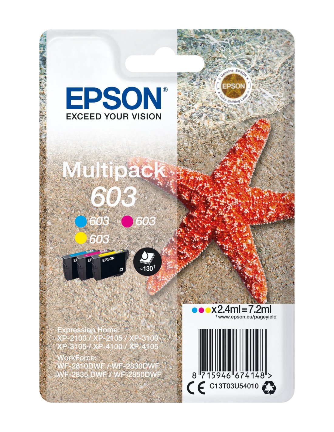 Cartucho Epson Multipack 3-colours 603 Ink C13T03U54010