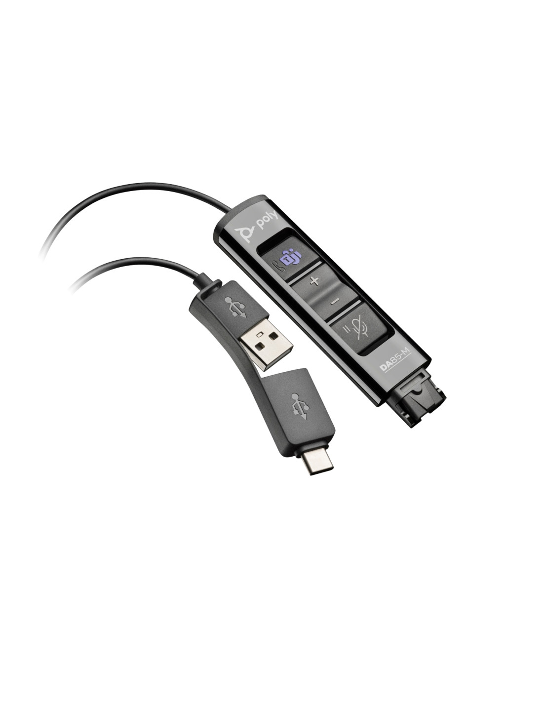 Poly Adaptador negro DA85-M USB a QD compatible con TAA