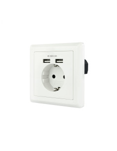 Nanocable Base de enchufe de pared tipo schuko con 2 tomas USB Max.