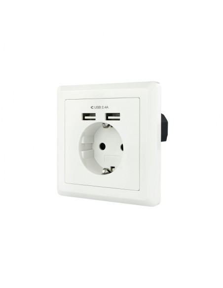 Nanocable Base de enchufe de pared tipo schuko con 2 tomas USB Max.
