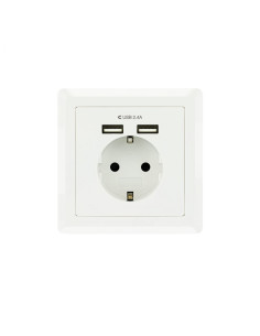 Nanocable Base de enchufe de pared tipo schuko con 2 tomas USB Max. 2