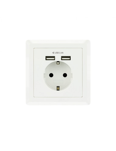 Nanocable Base de enchufe de pared tipo schuko con 2 tomas USB Max.