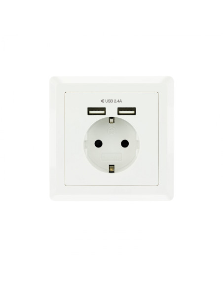 Nanocable Base de enchufe de pared tipo schuko con 2 tomas USB Max.