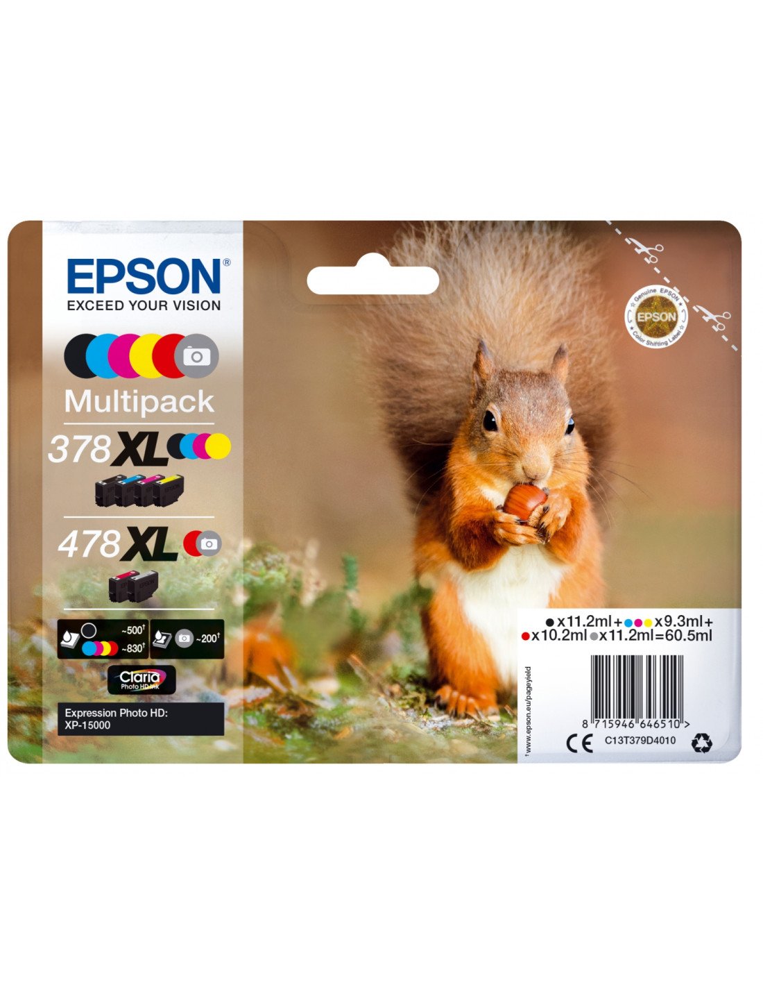 Cartucho Epson Squirrel Multipack 6-colours 378XL / 478XL Claria Photo HD Ink C13T379D4010