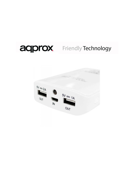 BATERIA EXTERNA APPROX 7800 mAh 2A BLANCO APPPB7800W*