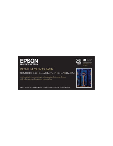 Epson Rollo de Premium Canvas Satin, 17" x 12.2m, 350g/m²
