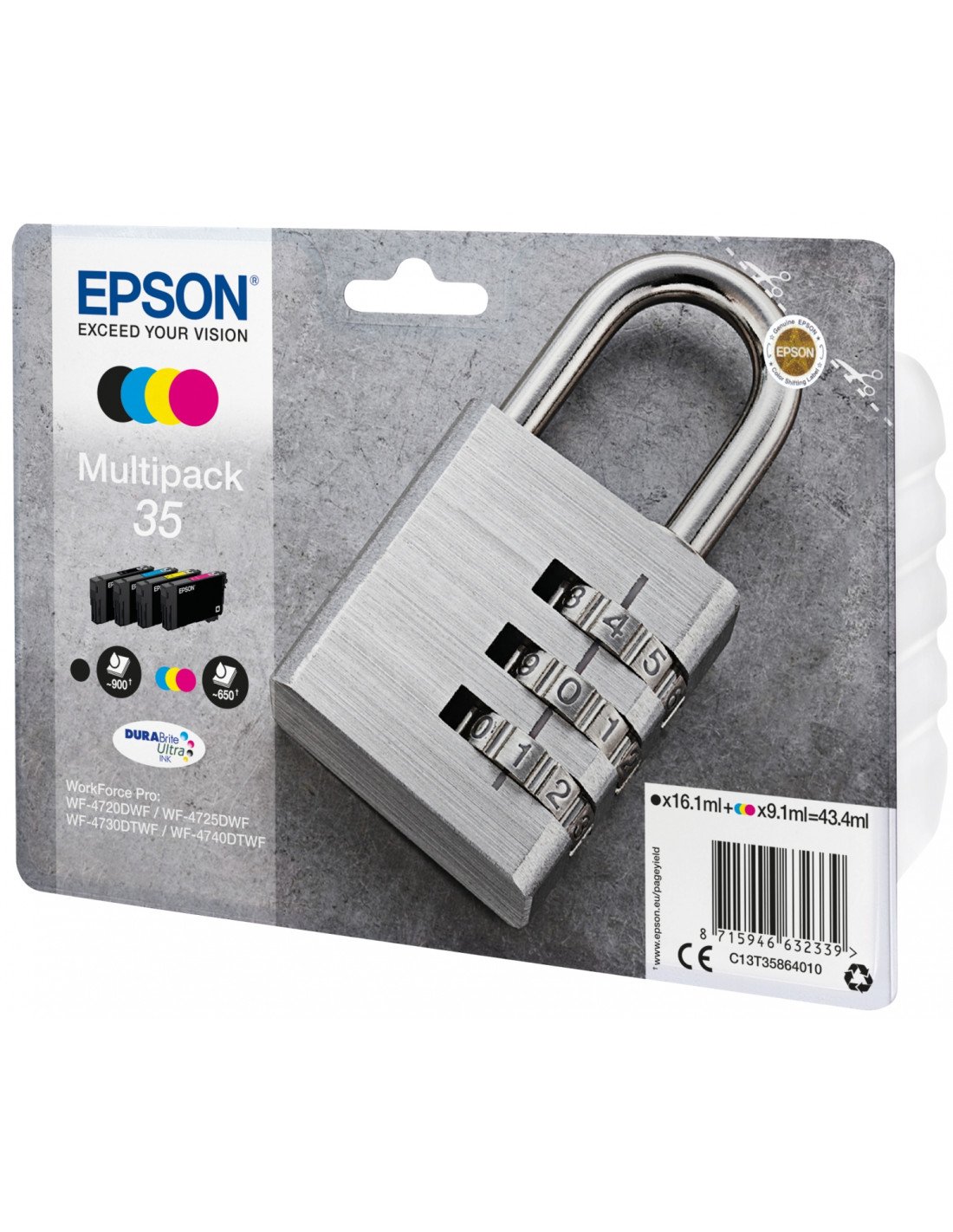 Cartucho de tinta epson padlock multipack 4-colours 35 durabrite ultra ink C13T35864010
