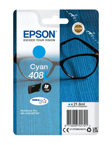 Epson Singlepack Cyan 408L DURABrite Ultra Ink