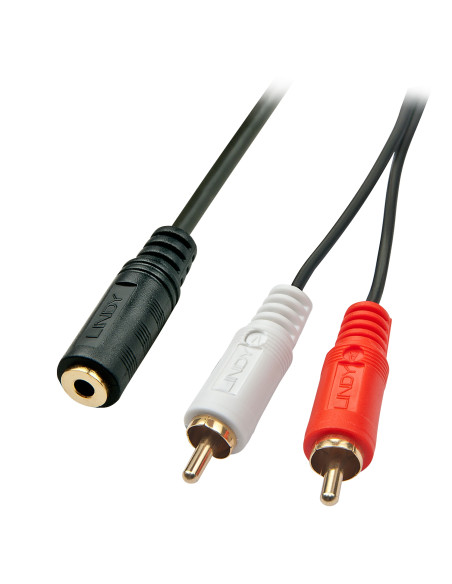 Lindy 35677 cable de audio 0,25 m 2 x RCA 3,5mm Negro, Rojo, Blanco