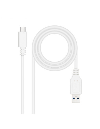 Nanocable Cable USB 3.1, Gen2 10 Gbps 3A, tipo USB-C/M-A/M, Blanco, 2 m