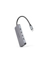 Nanocable Hub USB-C macho a 4 x USB-C hembra + USB-C PD 100W, Aluminio 10 cm, Gris