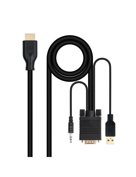 Nanocable Conversor unidireccional VGA/M + AUDIO/M + USB-A/M (para