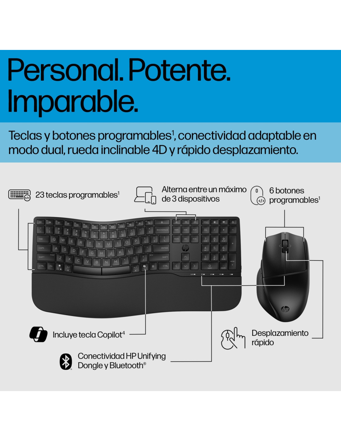 HP Combo de teclado y ratón de modo dual 685 Comfort