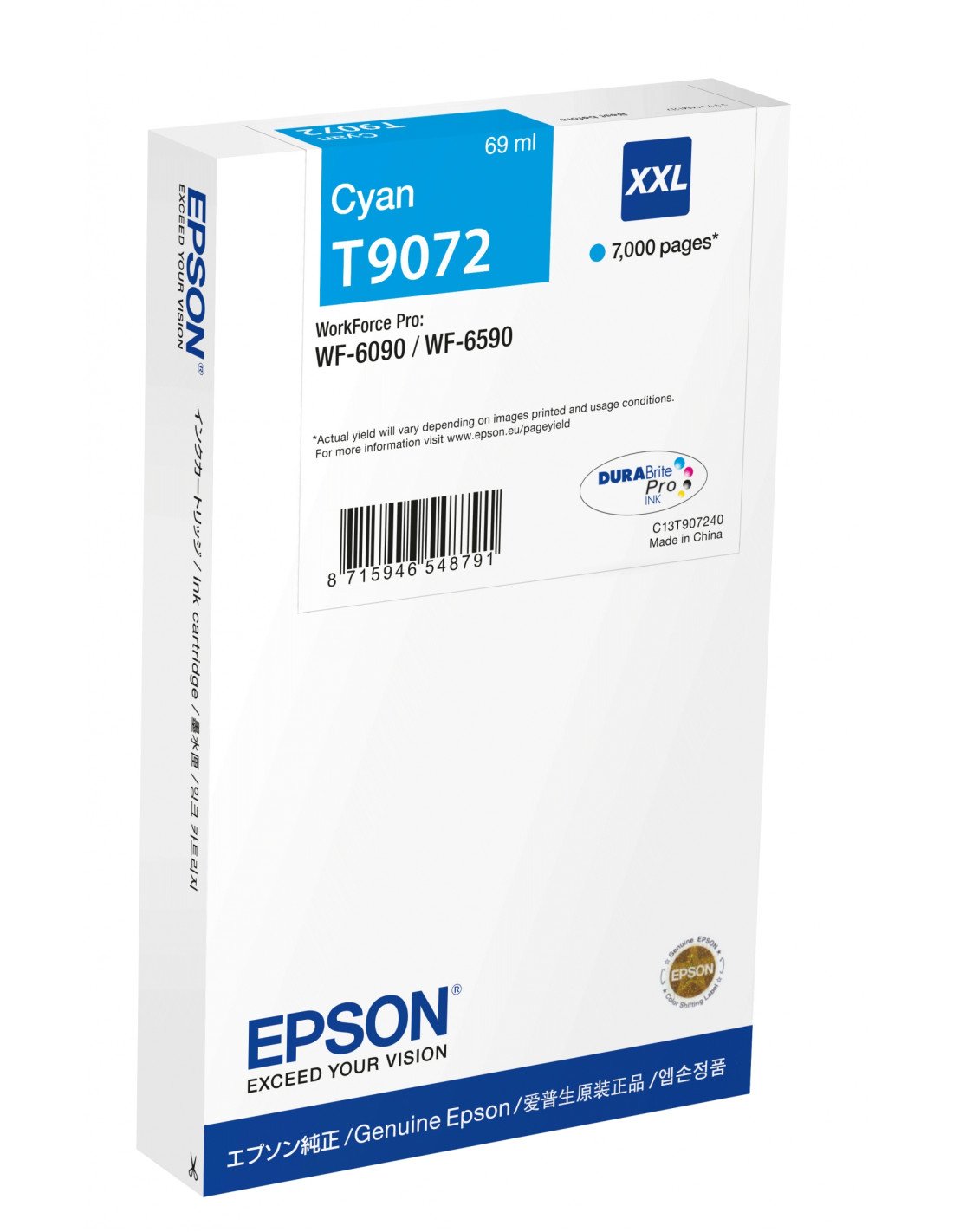 Epson C13T90724N cartucho de tinta 1 pieza(s) Original Extra (Súper) alto rendimiento Cian