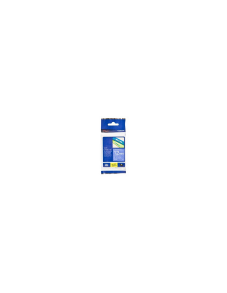 Cinta laminada brother blanco sobre azul tze 12mm TZE535