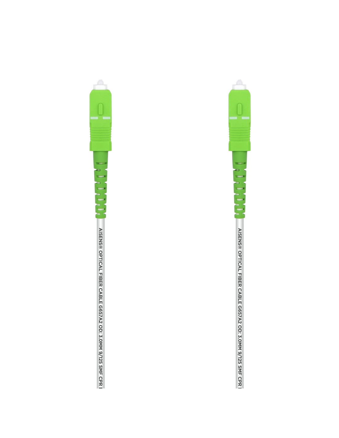AISENS Cable Fibra Í“ptica Latiguillo G657A2 3.0 9/125 SMF Simplex CPR DCA LSZH, SC/APC-SC/APC, Blanco, 2.0 m