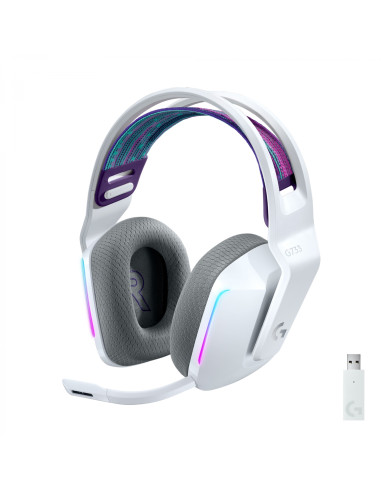 Logitech G G733 LIGHTSPEED Wireless RGB Gaming Headset Auriculares Inal?mbrico Diadema Juego Blanco
