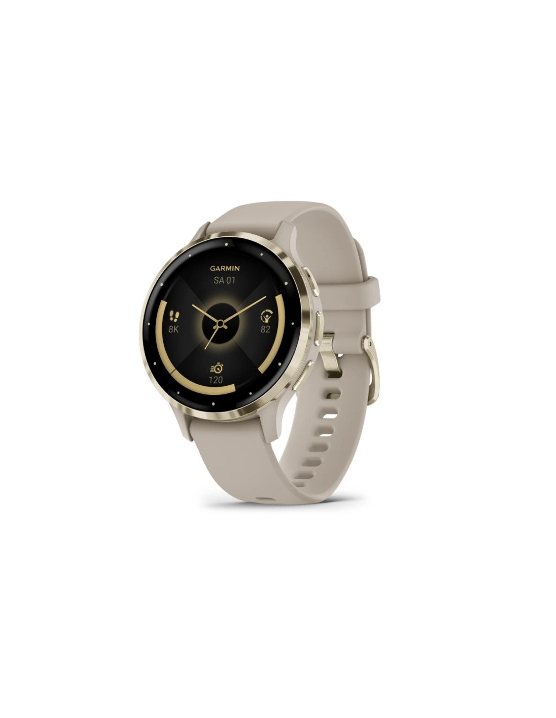 Garmin Venu 3S 3,05 cm (1.2") AMOLED 41 mm Digital 390 x 390 Pixeles Pantalla táctil Oro, Gris Wifi GPS (satélite)