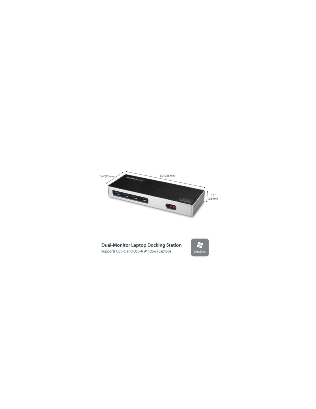 StarTech.com Docking Station 4K Dual con 6 Puertos USB C / USB 3.0 negro plata