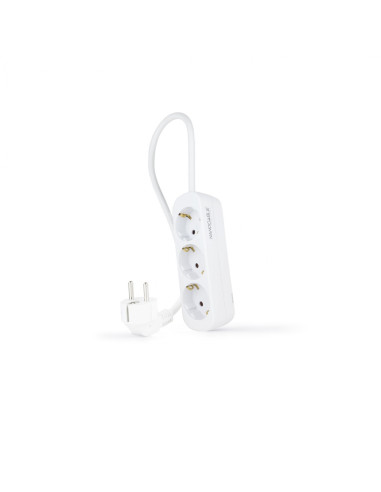 Nanocable Regleta de Enchufes con 3 Tomas, 1.4 m, Blanco