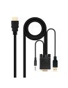 Nanocable Cable Conversor HDMI a VGA+Audio+USB, 1.8 m, Negro