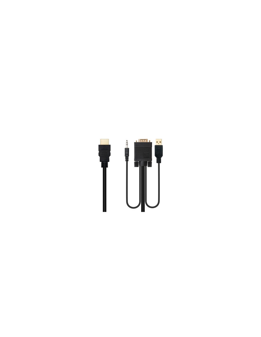 Nanocable Cable Conversor HDMI a VGA+Audio+USB, 1.8 m, Negro