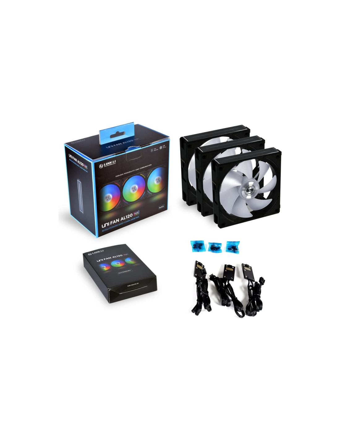 LIAN LI UNI AL120 Refrigeracion Liquida RGB PWM - 120 mm Negro Pack 3 unidades