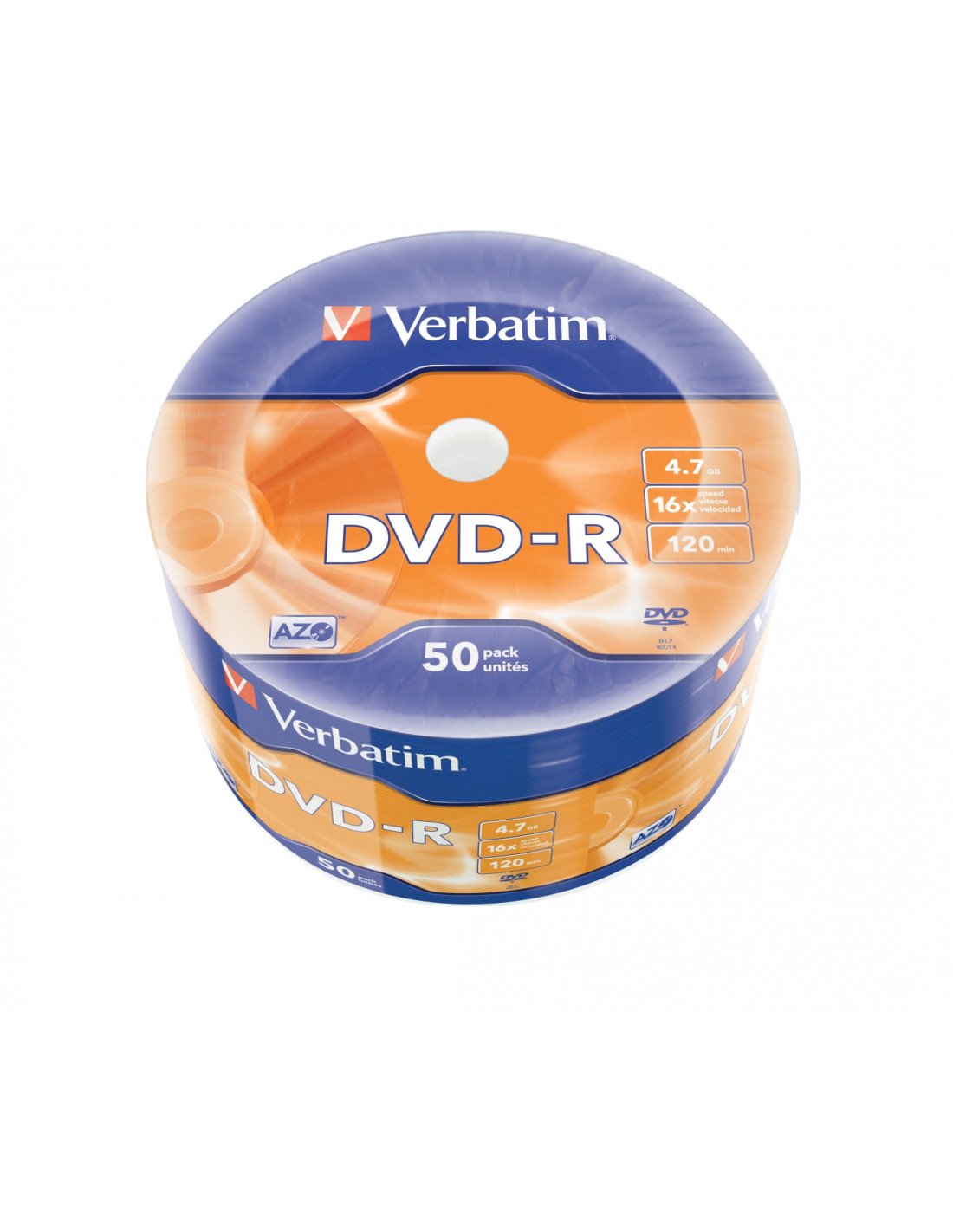 Verbatim DVD-R Matt Silver en Wrap Spindle (bobina envuelta) de 50 unidades