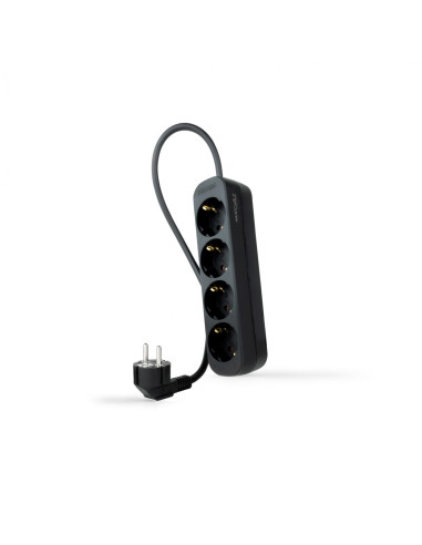 Nanocable Regleta de Enchufes con 4 Tomas, 1.4 m, Negro
