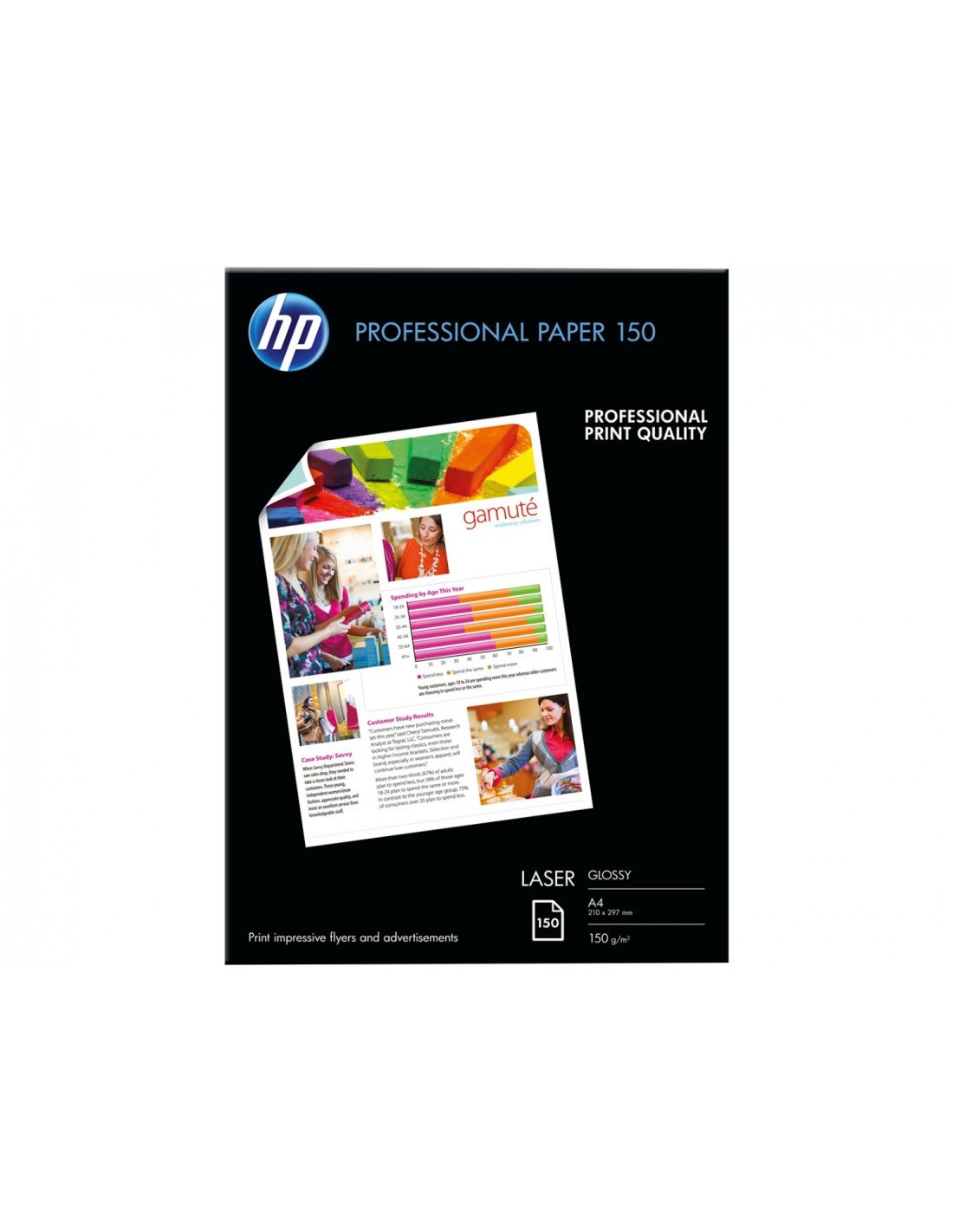 PAPEL HP CG965A LASER GlOSSY PROFESIONAL A4 150GR 150 HOJAS