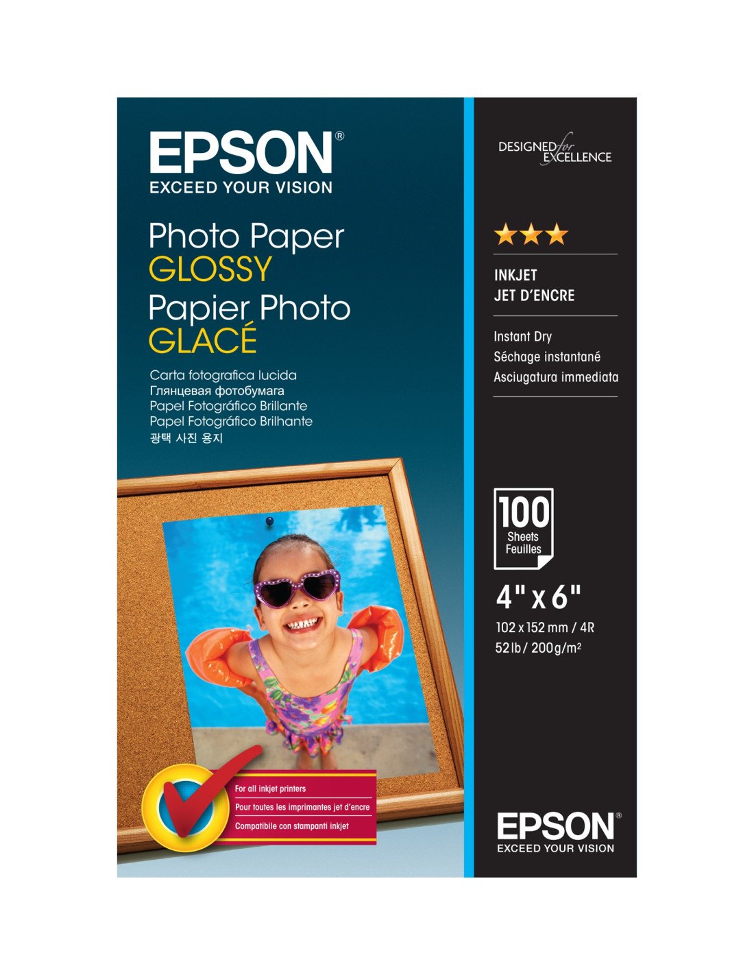 PAPEL EPSON FOTOGRAFICO GLOSSY 10X15 100HOJAS S042548