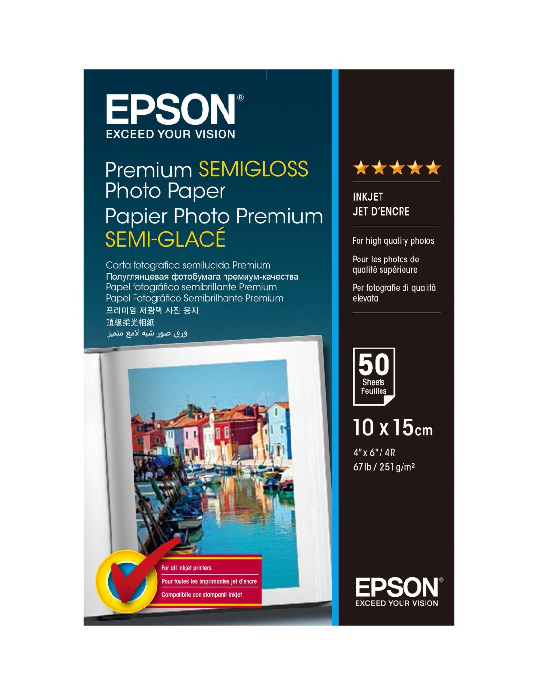 Papel Epson Premium Semi-Gloss Photo Paper - 10x15cm - 50 hojas