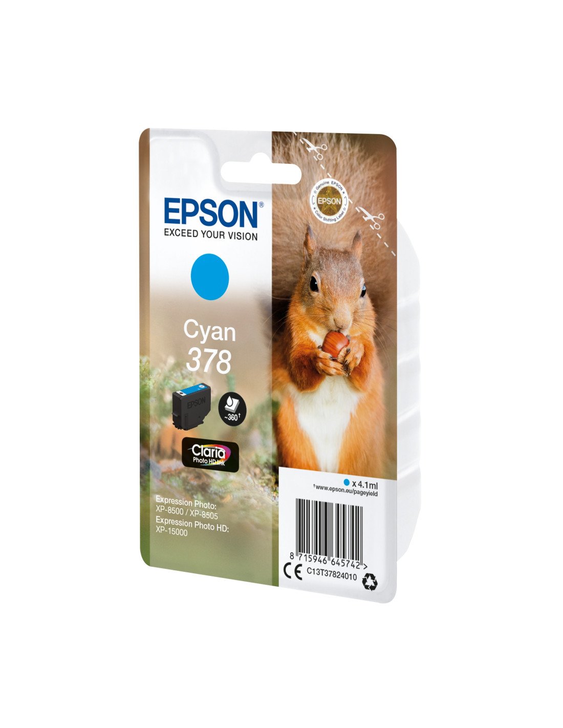 Cartucho Epson Squirrel Singlepack Cyan 378 Claria Photo HD Ink C13T37824010