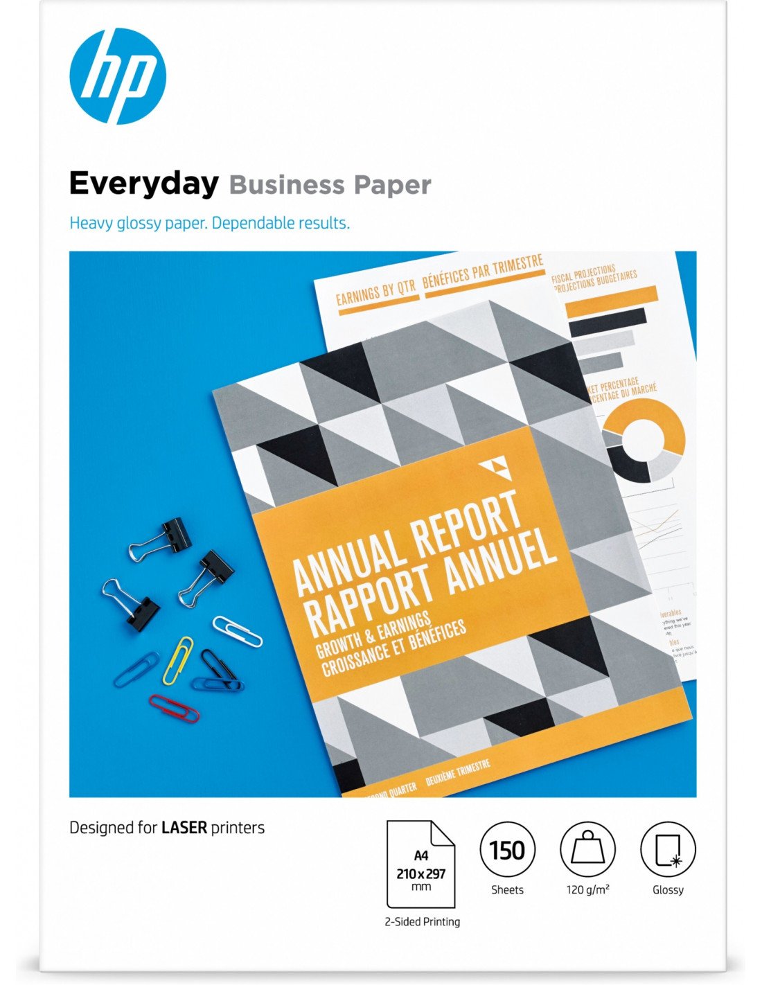 Hp 7MV82A Papel para impreson laser A4 brillo 150 hojas blanco