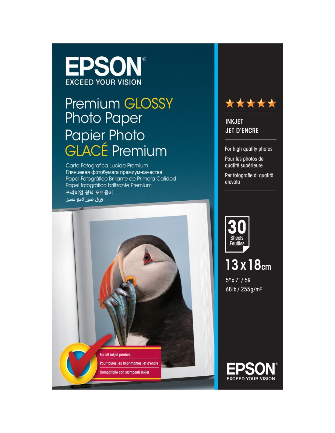 Epson Premium Glossy Photo Paper - 13x18cm - 30 Hojas