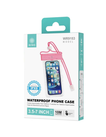 Funda Impermeable para Móvil  3.5" a 7´´ IPX8 Ikrea WR9153 Rosa