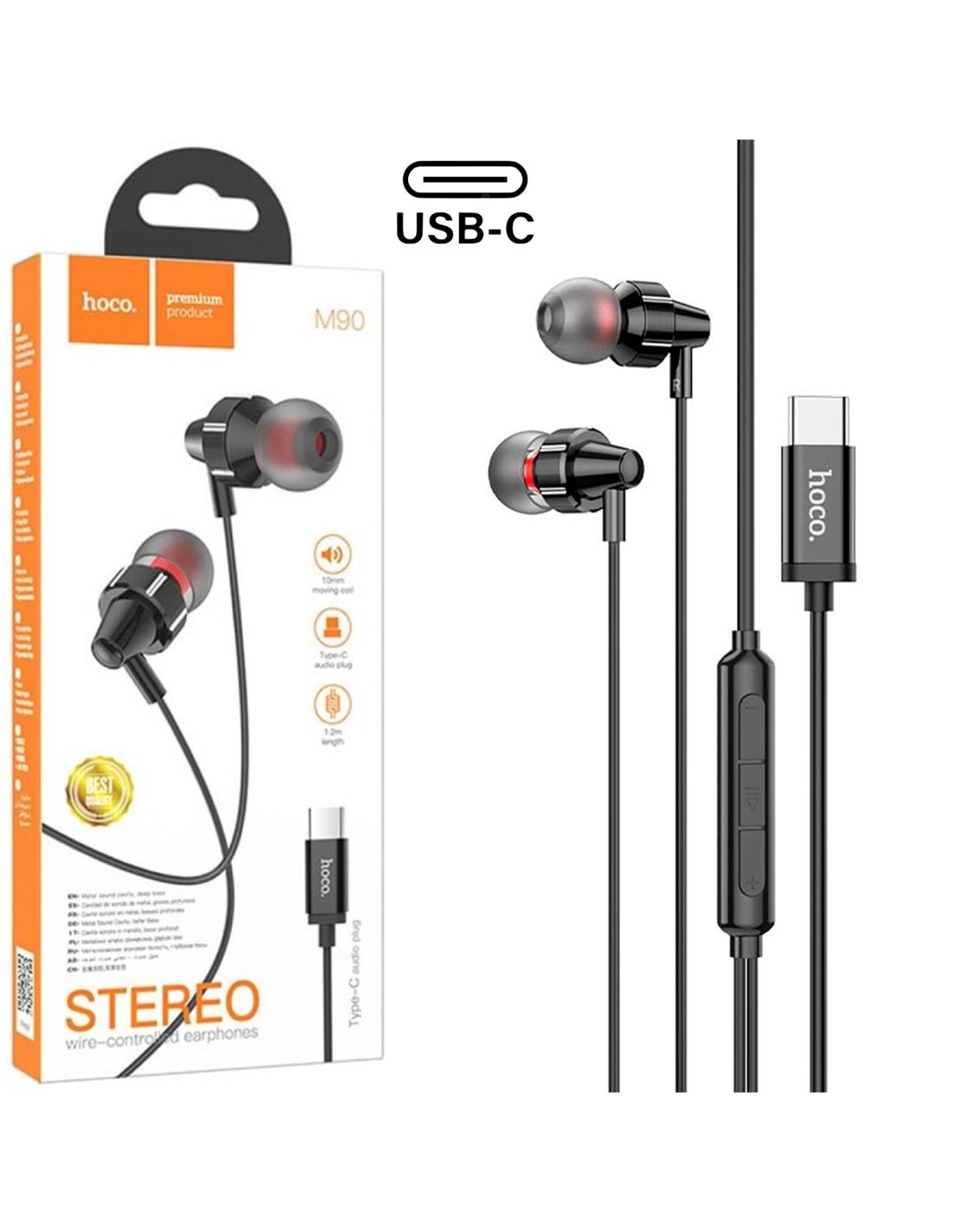 Hoco M90 Auricular USB-C con Micrófono Negro