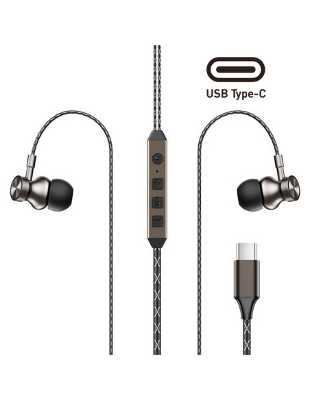 Remax RM-760a Auricular con cableUSB-C con Cancelación de Ruido Tarnish