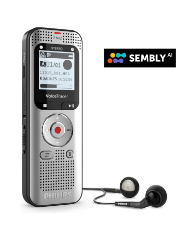 Philips DVT2015 Grabadora de Voz con 8GB y Reconocimiento de Voz
