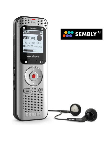 Philips DVT2015 Grabadora de Voz con 8GB y Reconocimiento de Voz