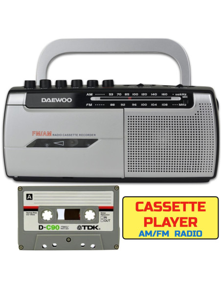 Daewoo DW1107 Radio Cassette AM/FM Pila y Corriente