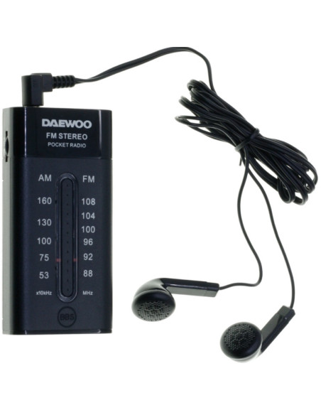 Daewoo DW1109 Radio Compacta AM/FM Incluye Auriculares Negro