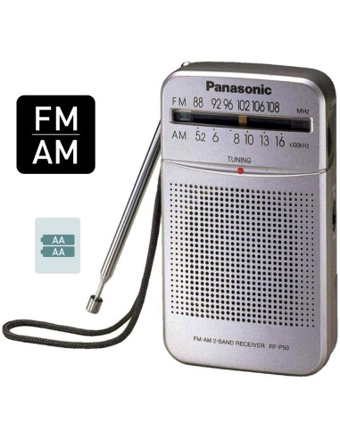 Panasonic RF-P50DEG-S Radio de Bolsillo AM/FM con Antena