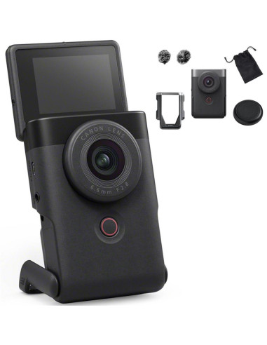 Canon PowerShot V10 Kit Vlogging Avanzado Video Cámara Negra