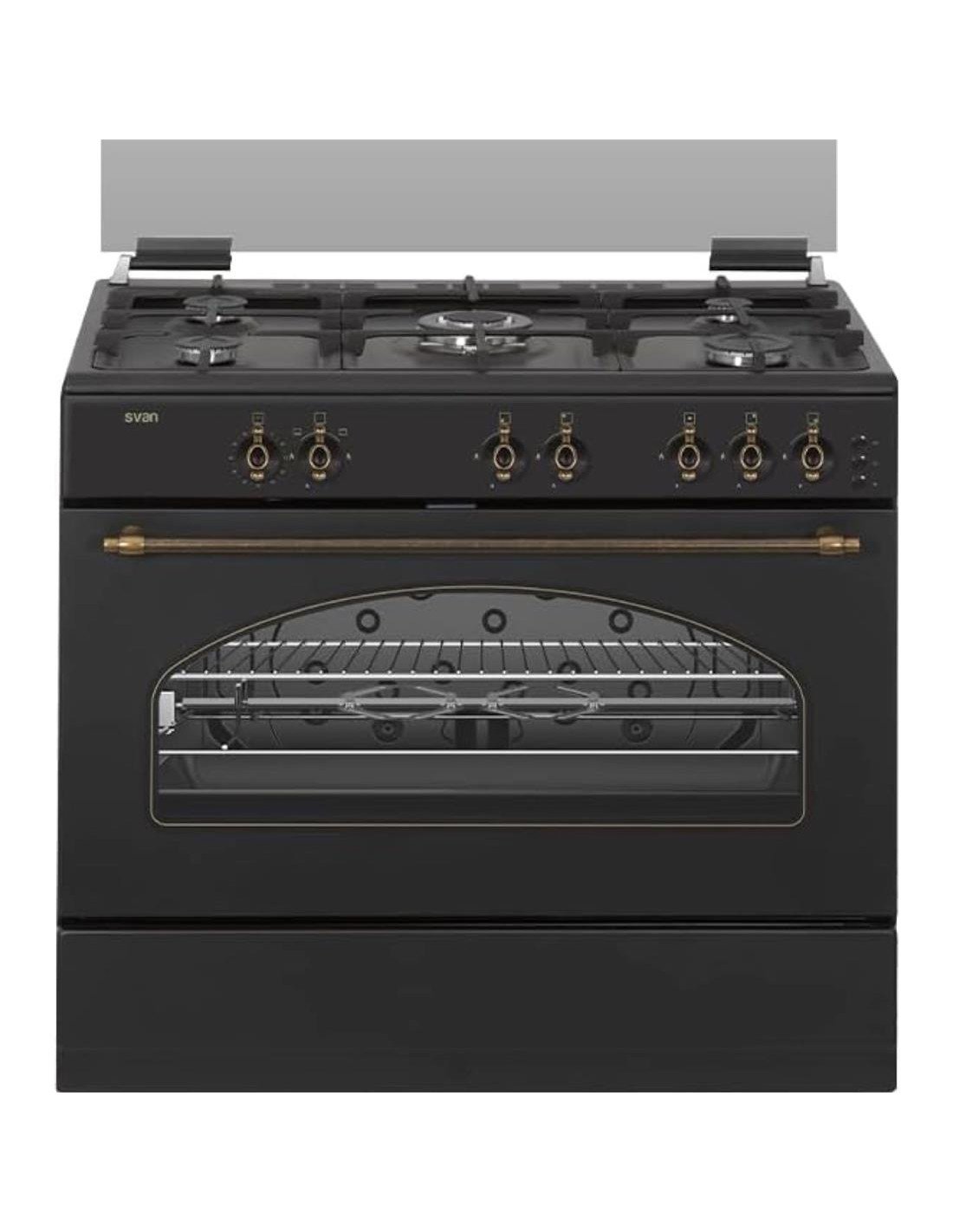 Svan SKGW5900RN Cocina Gas ancho 90 cm Rústico Negro
