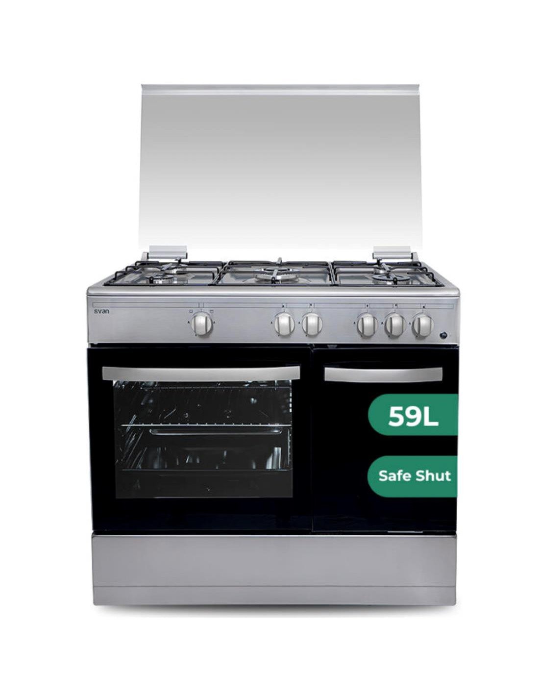 Svan SKGW5901PBX Cocina Gas 90cm con Wok Horno 59L